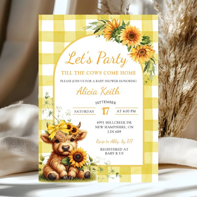 Yellow Sunflower Let's Party Baby Shower Invitatio Inbjudningar (Skapare uppladdad)