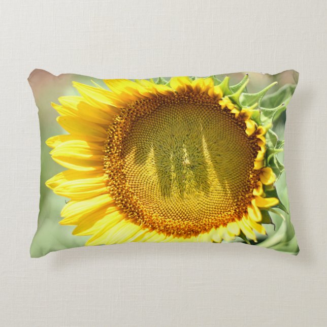 Yellow sunflower prydnadskudde (Framsidan)