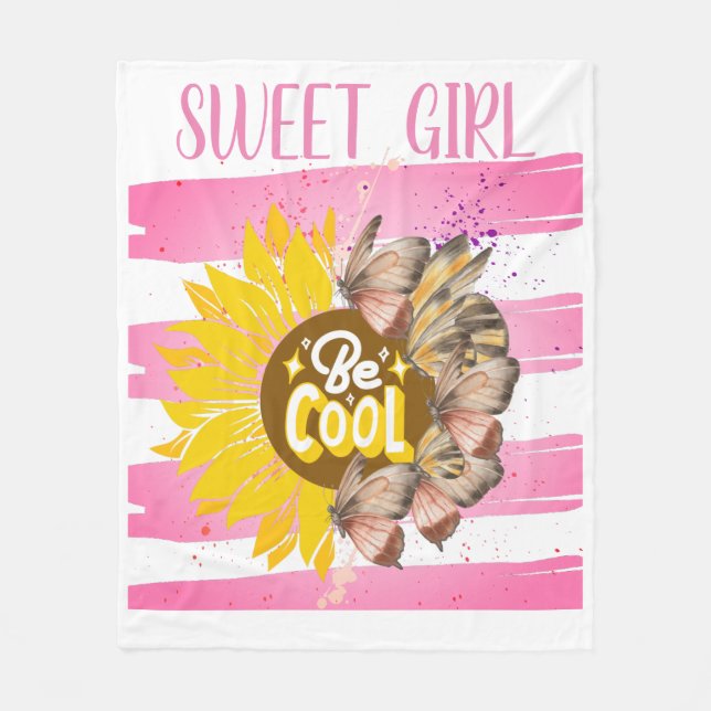 Yellow Sunflower trendy vibrant color paper art Fleecefilt (Framsidan)