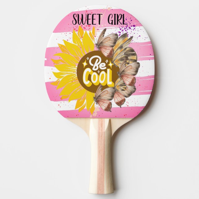 Yellow Sunflower trendy vibrant color paper art Pingisracket (Framsidan)