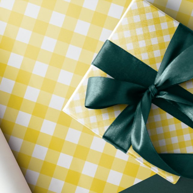 Yellow sunny checkered Gingham Plaid Presentpapper (Skapare uppladdad)