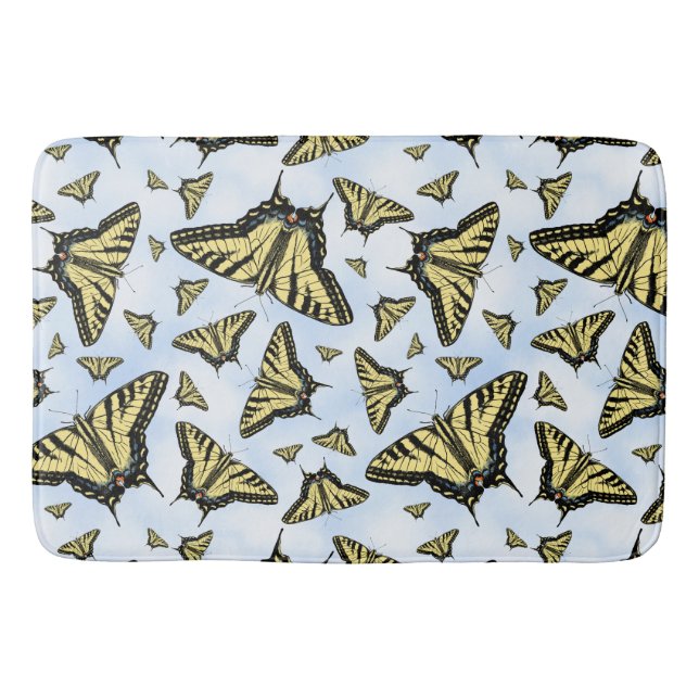 Yellow Swallowtail Butterflies Blue Sky Custom Badrumsmatta (Framsidan)