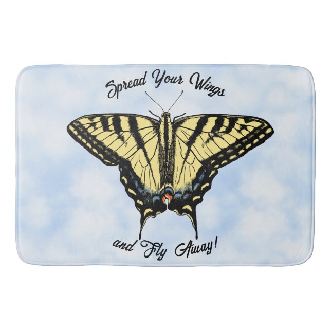 Yellow Swallowtail Butterfly Blue Sky Personalized Badrumsmatta (Framsidan)