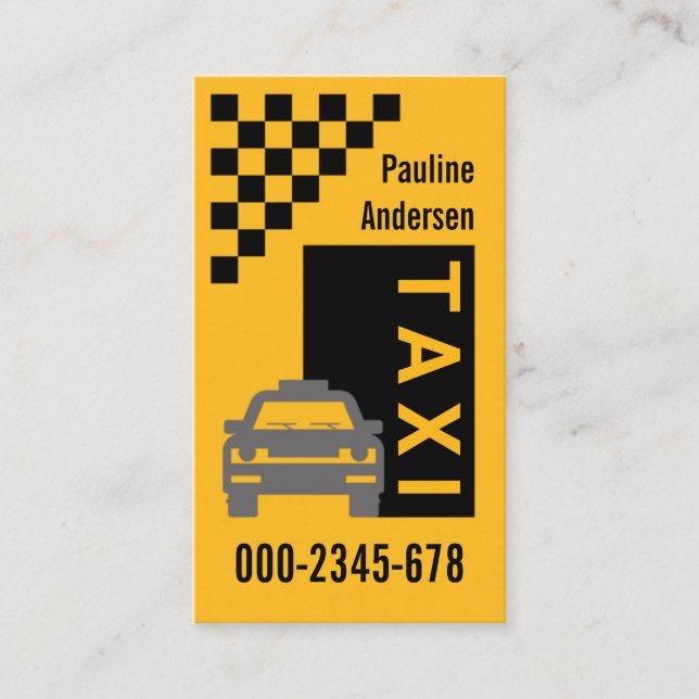 Yellow Taxi Black Check Box Visitkort (Framsida)