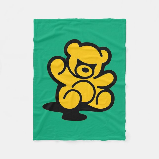 Yellow Teddy Trouble Fleecefilt (Framsidan)