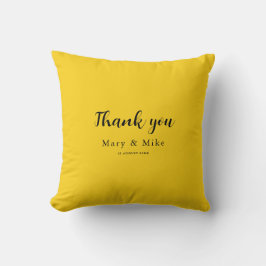 Yellow Throw Pillow with Thank You Text Kudde