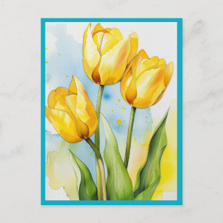 YELLOW TULIPS Postcard Vykort