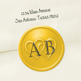 Yellow Two Hearts Intertwined Wedding Black Runt Klistermärke