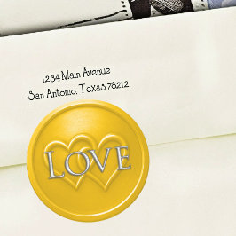 Yellow Two Hearts Intertwined Wedding Runt Klistermärke