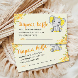 Yellow Watercolor Elephant Baby shower girl Tilläggskort