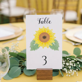 Yellow Watercolor Sunflower Wedding Bordsnummer