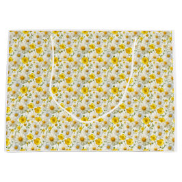 Yellow Watercolor Wildflowers Pattern 