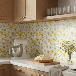 Yellow Watercolor Wildflowers Pattern  Kakelplatta