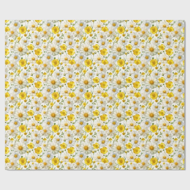 Yellow Watercolor Wildflowers Pattern  Presentpapper (Platt)