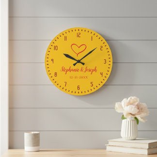 Yellow Wedding or Anniversary Gift Clock  Stor Klocka