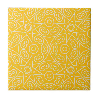Yellow & White Abstract Geometric Pattern Kakelplatta