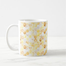 Yellow White Gold Honeycombs Kaffemugg