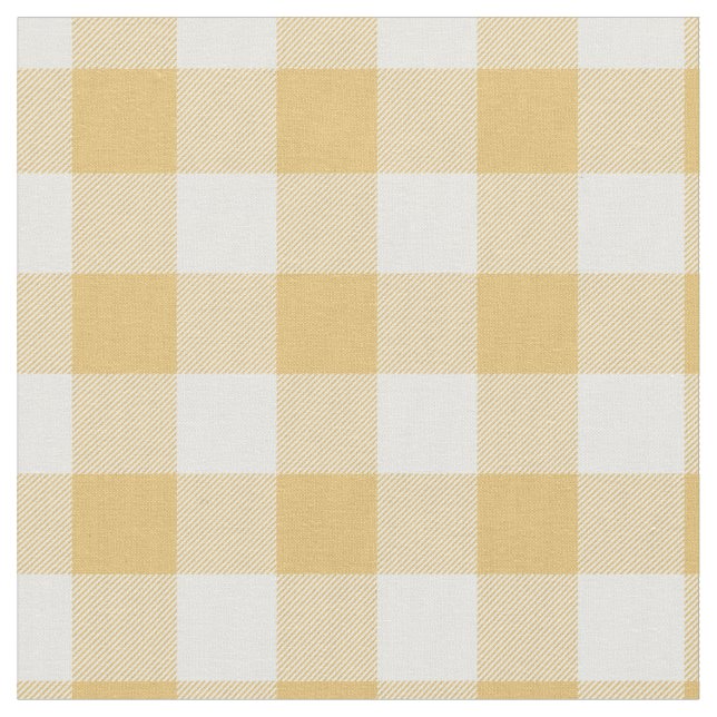 Yellow & White Plaid Gingham Tyg (Närbild)