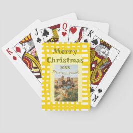 Yellow white plaid retro Christmas holiday family  Casinokort