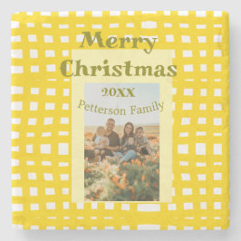 Yellow white plaid retro Christmas holiday family  Stenunderlägg