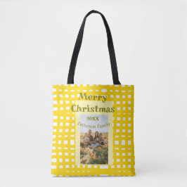 Yellow white plaid retro Christmas holiday family  Tygkasse