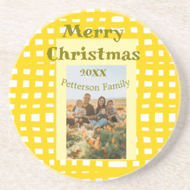 Yellow white plaid retro Christmas holiday family  Underlägg
