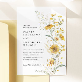 Yellow Wildflower Sunflower Wedding Inbjudningar