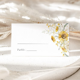 Yellow Wildflower Sunflower Wedding Place Card Placeringskort