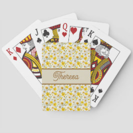 Yellow Wildflowers Pattern Monogram Name Casinokort