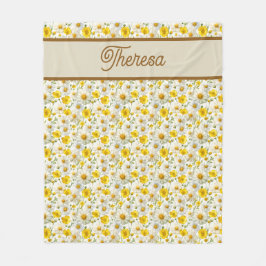 Yellow Wildflowers Pattern Monogram Name Fleecefilt