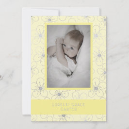 Yellow Wildflowers Silver Photo Naming Ceremony Anteckningskort
