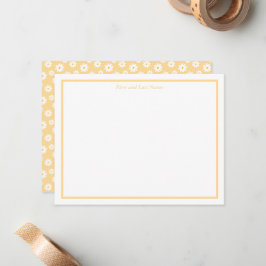Yellow with White Daisy Pattern Note Cards Anteckningskort