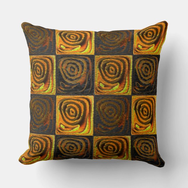 Yellowaktiga kvadrater och cirklar i rostatisk mos kudde (Framsida)