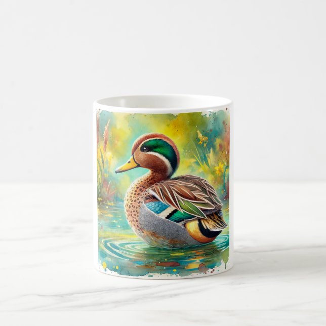 Yellowbilled teal 050824AREF143 - Watercolor Kaffemugg (Center)