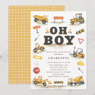 YellowConstruction Lastbil Baby Shower-inbjudan Inbjudningar