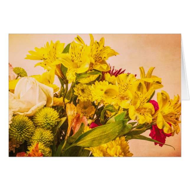 Yellowed Flowers Hälsningskort (Framsidan Horizontal)