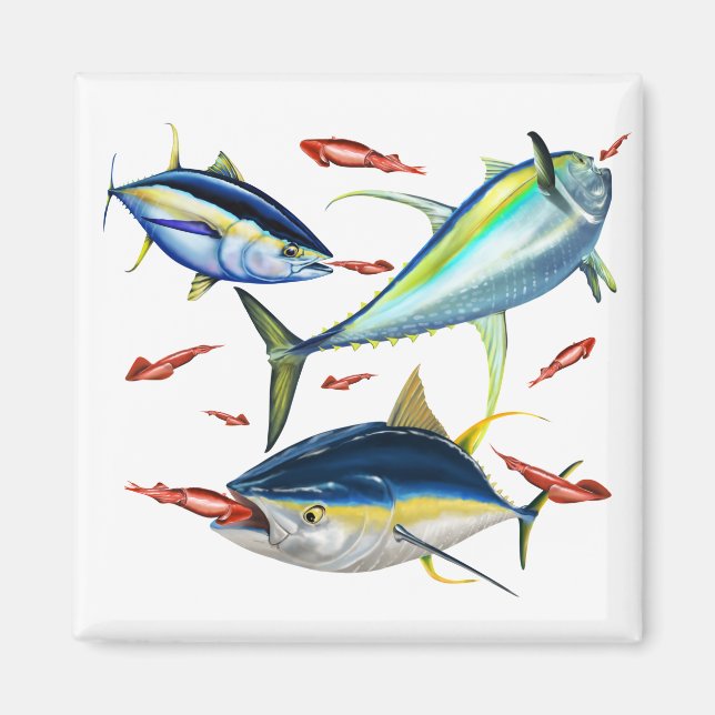 Yellowfin Tunas-jakt Squid Magnet (Framsidan)