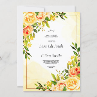 Yellowish Elegant Flowers-inbjudan Inbjudningar