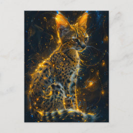 Yellowish Neon Serval Cosmic Glow Vykort