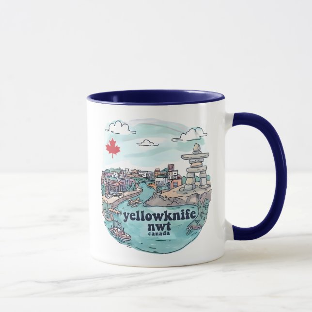 Yellowknife NWT Kanada Söt Pastell Siluett  Mugg (Höger)