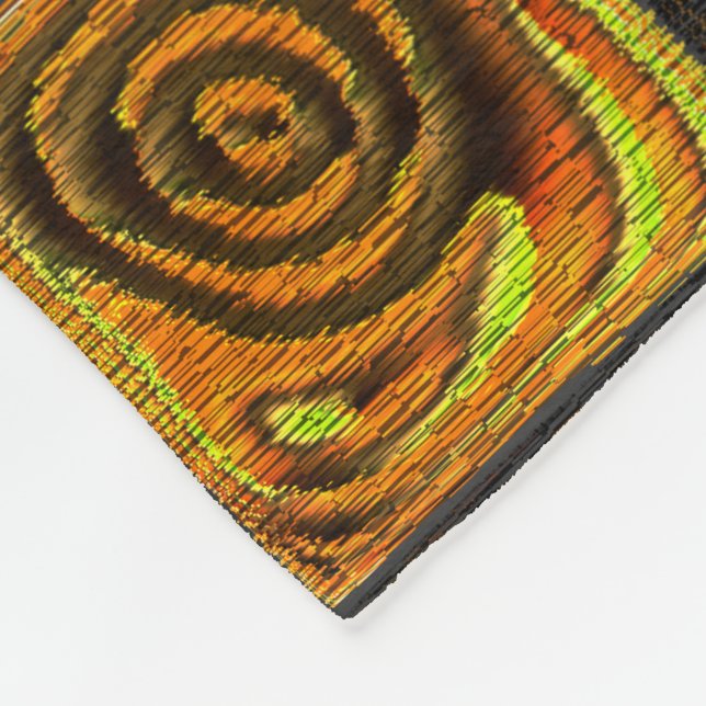 Yellowska kvadrater och cirklar i rostliknande mos fleecefilt (Hörn)