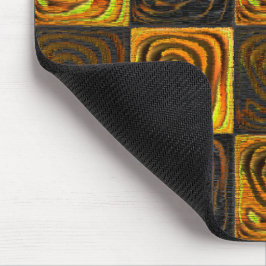 Yellowska kvadrater och cirklar i rostliknande mos musmatta