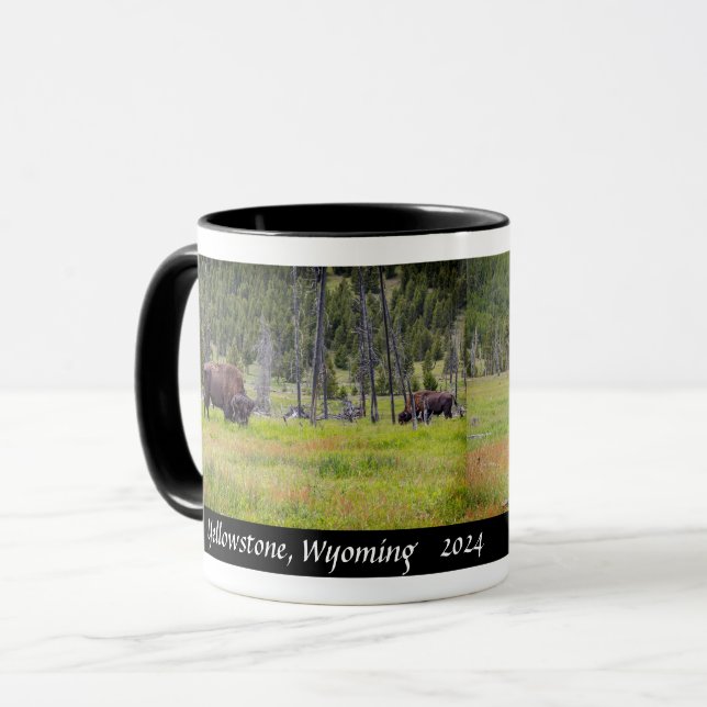 Yellowstone - Amerikansk Bison - Designerkaffe Mugg (Framsida vänster)