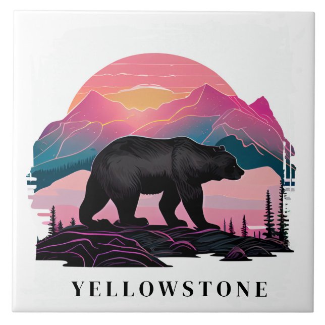 Yellowstone Bear Ceramic Tile Kakelplatta (Framsidan)
