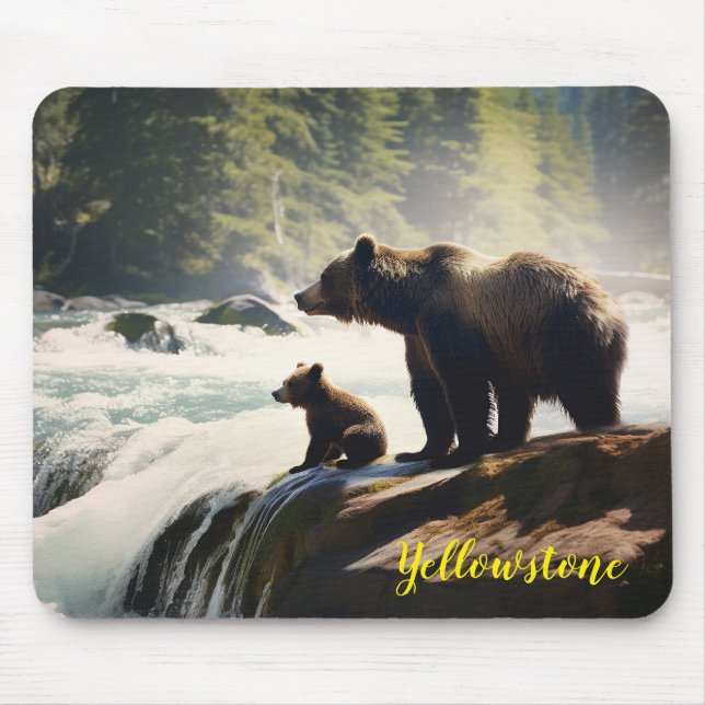 Yellowstone Bear Mouse Pad Musmatta (Framsidan)