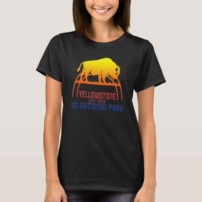 Yellowstone Bison Buffalo nationalpark Camping So T Shirt (Framsida)