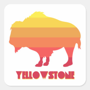 Yellowstone Bison Fyrkantigt Klistermärke
