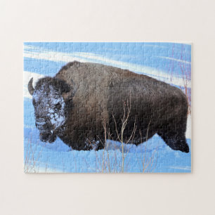 Yellowstone-Bison Stående i Djupsnö Pussel