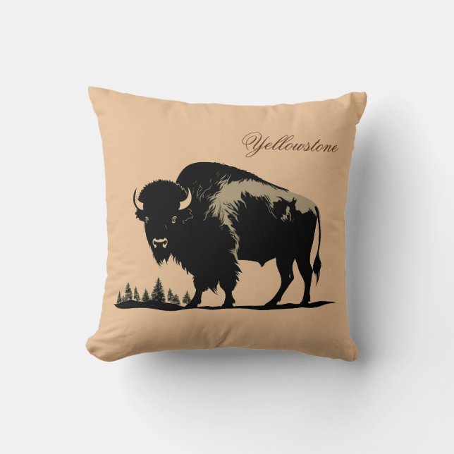 Yellowstone Buffalo Pillow Kudde (Framsida)