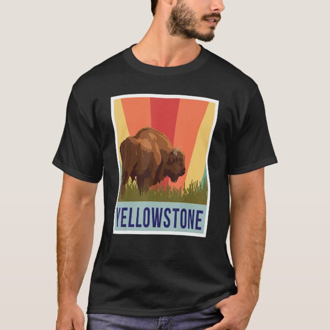 Yellowstone Buffalo Wyoming nationalpark Souvenir T Shirt (Framsida)